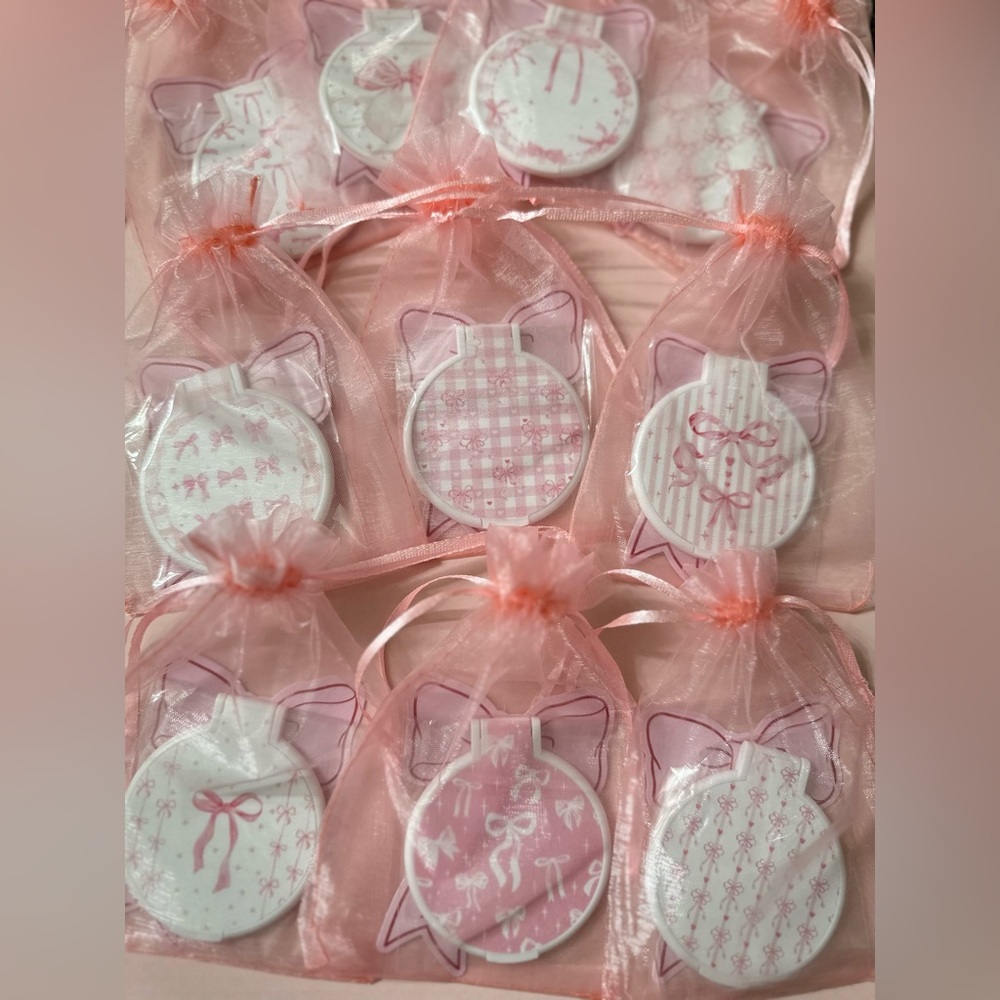 10 Sets of Pink Bow Compact Mirrors & Pink Bow Thank You Cards Buyer Gift Sets